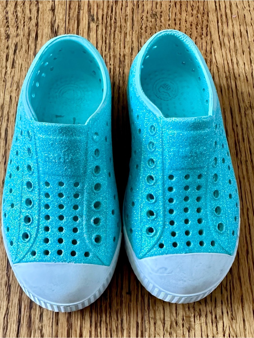 Native Shoes Kids Glitter Turquoise Slip-On Shoes